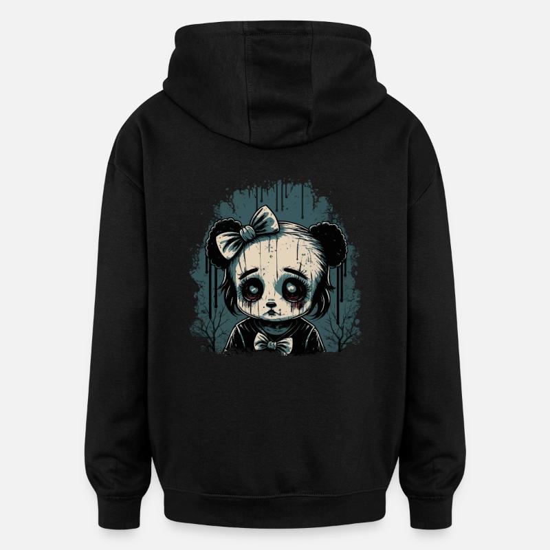 Trauriges Gothic Panda Mädchen - Oversized Unisex Hoodie - Schwarz