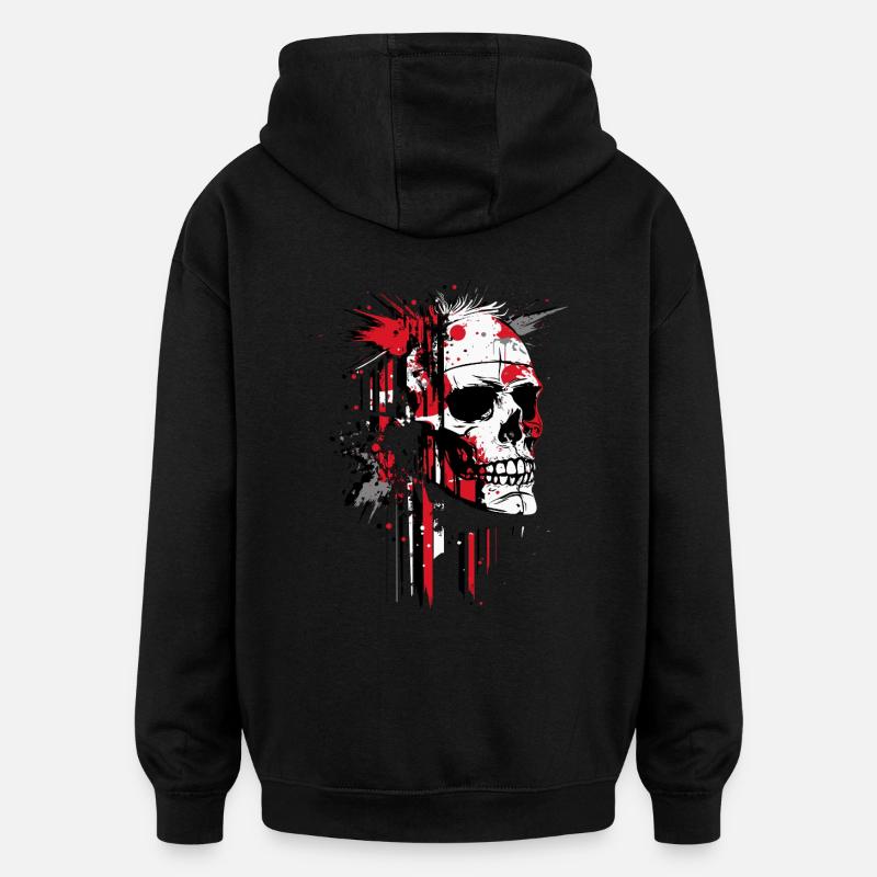 Crâne abstrait - Sweat à capuche oversize unisexe - noir