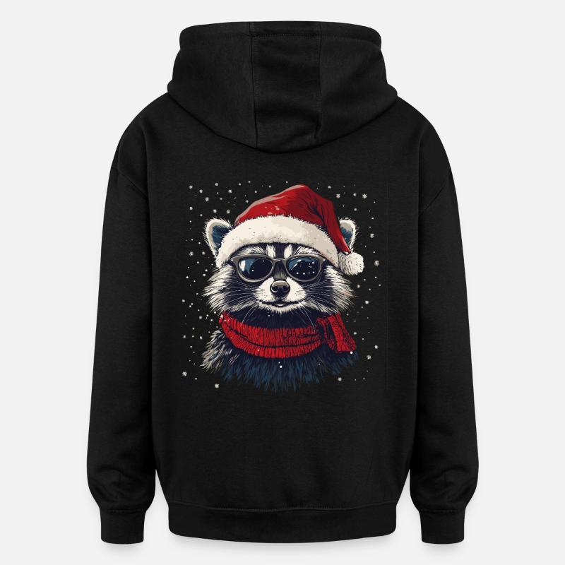 raton laveur de Noël - Sweat à capuche oversize unisexe - noir