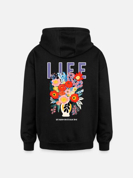 Life Flowers - Oversized Unisex Hoodie - black