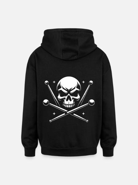 skull and crossed drumsticks - Oversized Unisex Hoodie - black