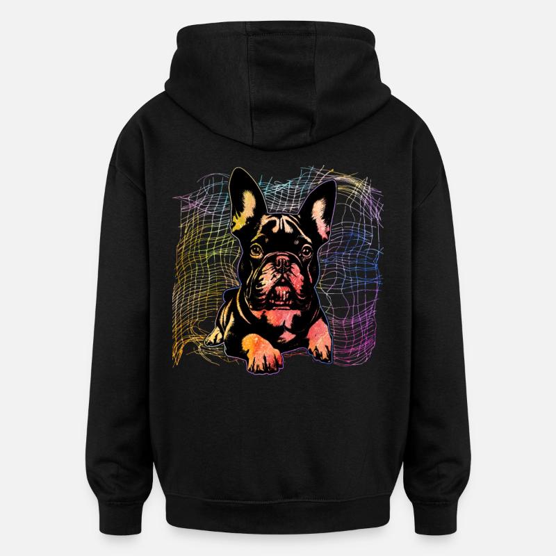 Bouledogue français - Sweat à capuche oversize unisexe - noir
