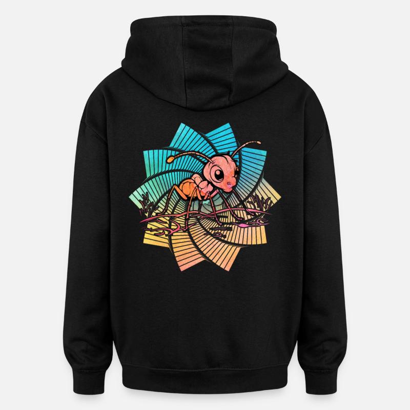 Fourmi rétro - Sweat à capuche oversize unisexe - noir