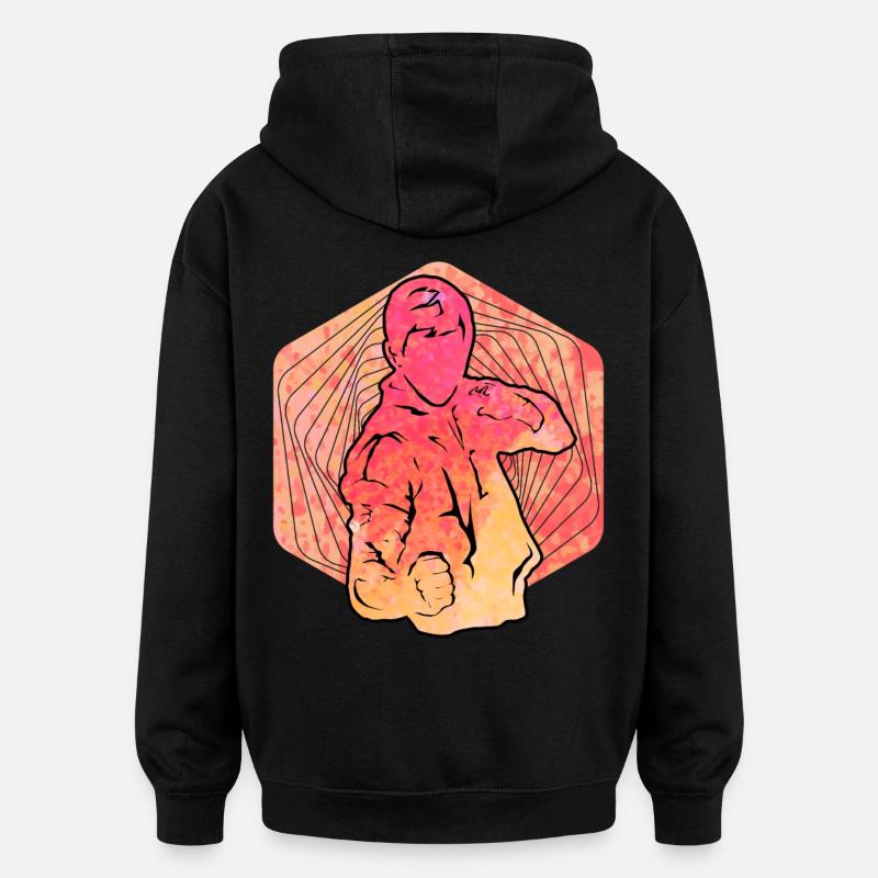 Wing Chun - Sweat à capuche oversize unisexe - noir