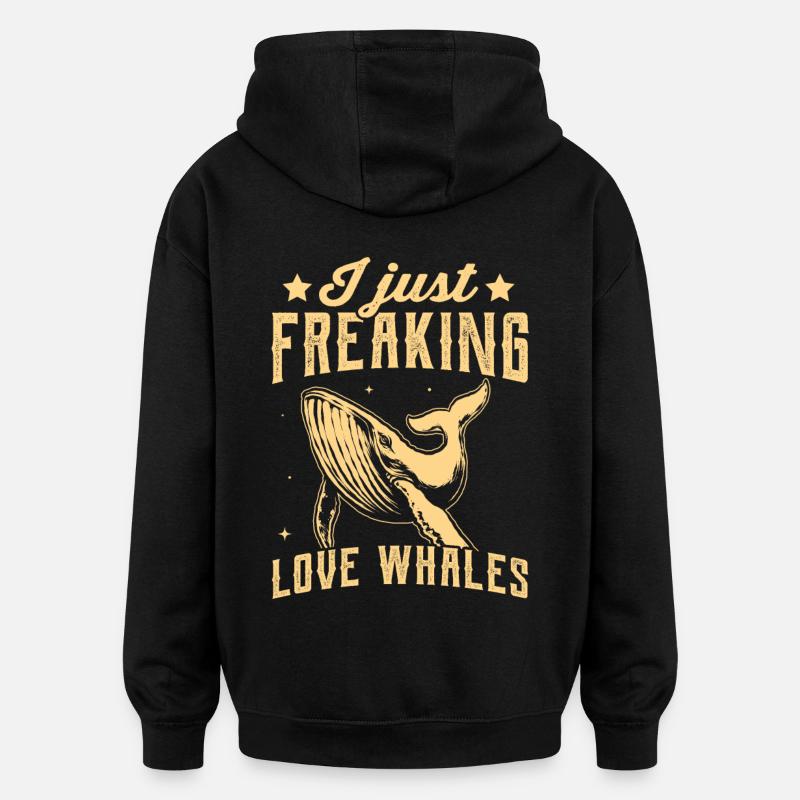 J’adore les baleines - Sweat à capuche oversize unisexe - noir