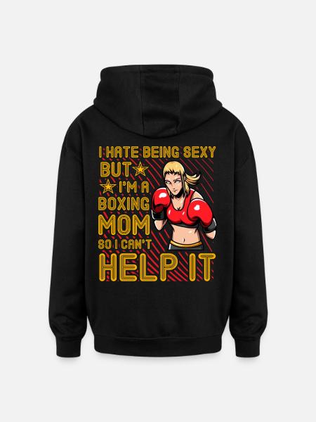 Citation amusante de maman boxe - Sweat à capuche oversize unisexe - noir