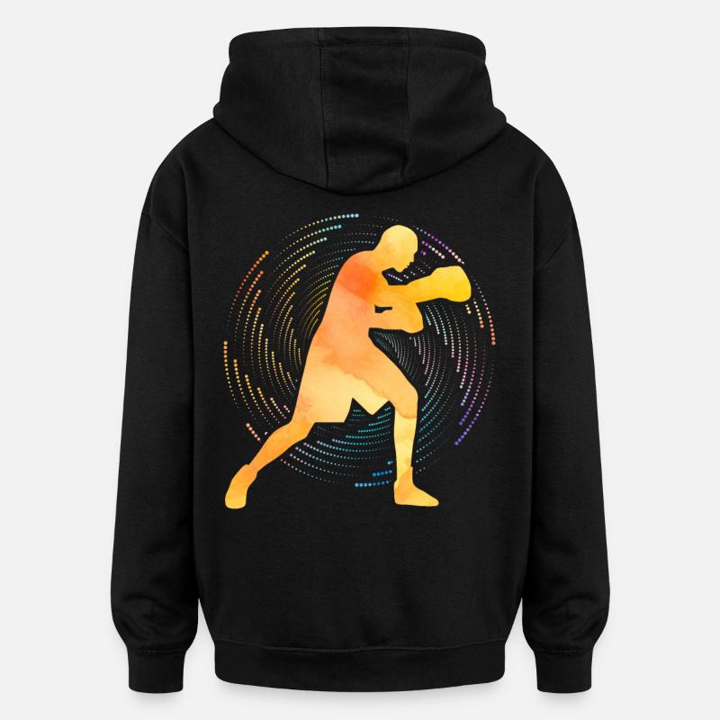 Boxe - Sweat à capuche oversize unisexe - noir