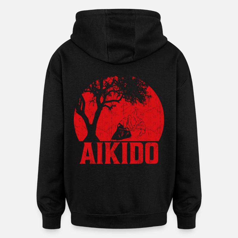 Aïkido - Sweat à capuche oversize unisexe - noir