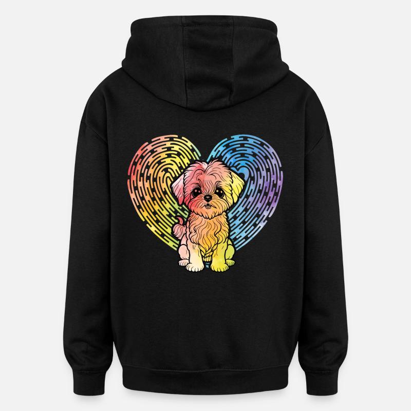 Chien havanais - Sweat à capuche oversize unisexe - noir