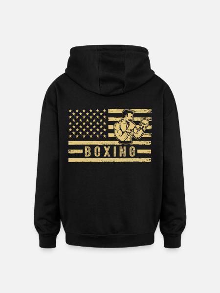 Boxe États-Unis - Sweat à capuche oversize unisexe - noir