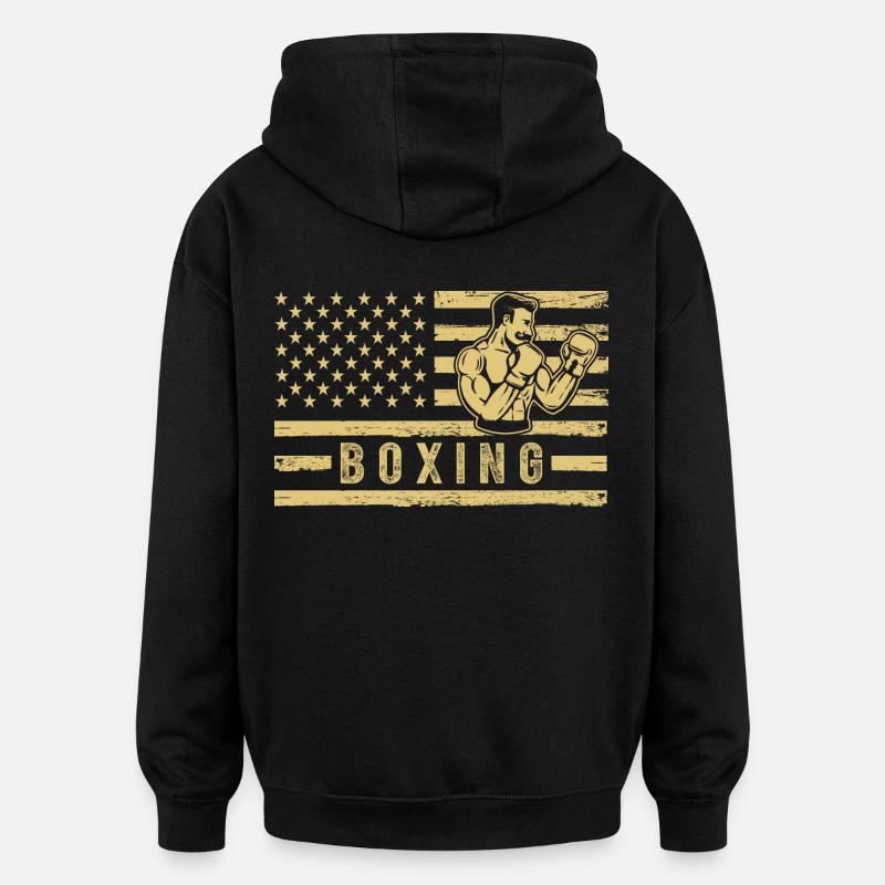 Boxe États-Unis - Sweat à capuche oversize unisexe - noir