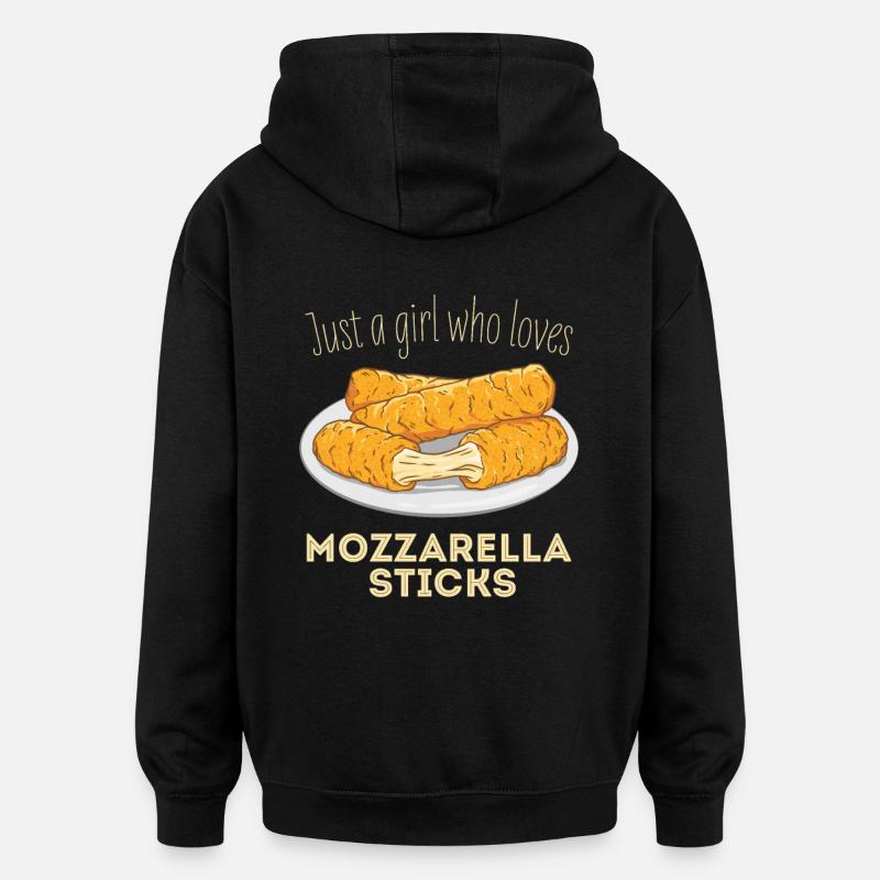 bare en pige der elsker mozzarella pinde - Oversize unisex hoodie - sort