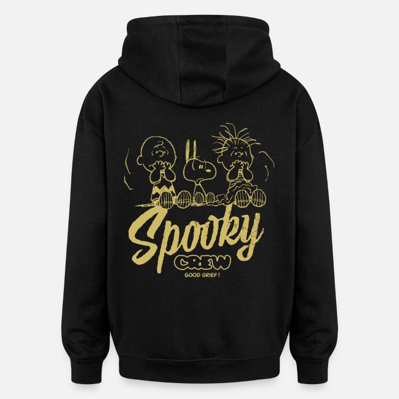 Peanuts Halloween Design Spooky Crew - Felpa con cappuccio unisex oversize - nero