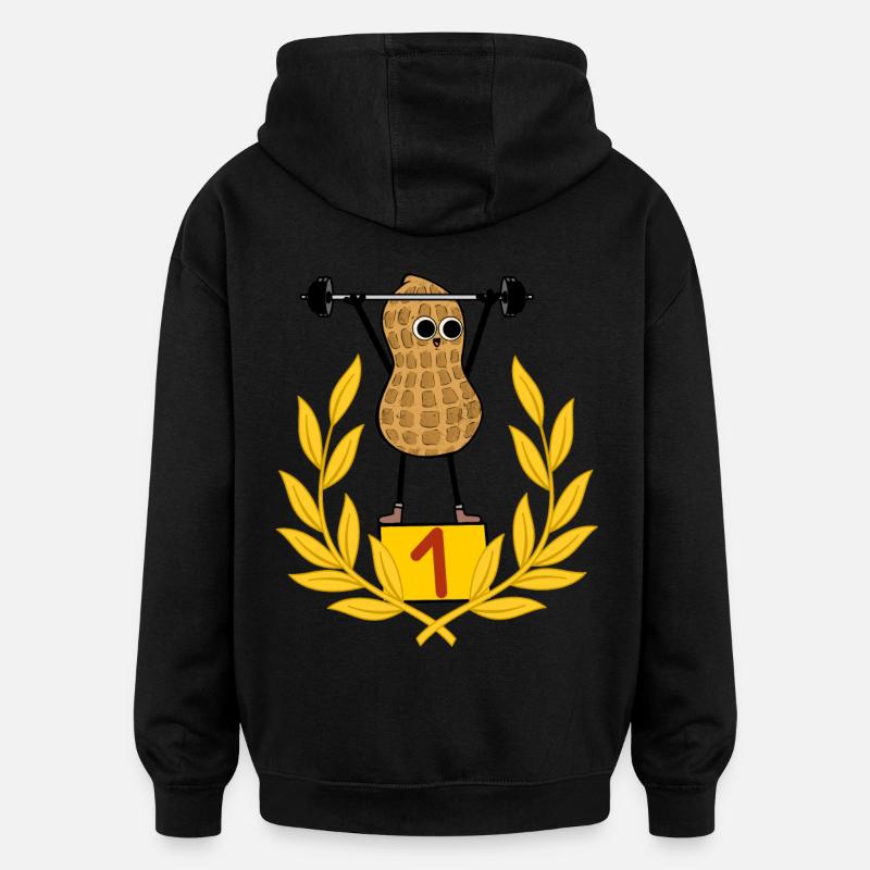 cacahuète bodybuilder musculation poids haltère - Sweat à capuche oversize unisexe - noir