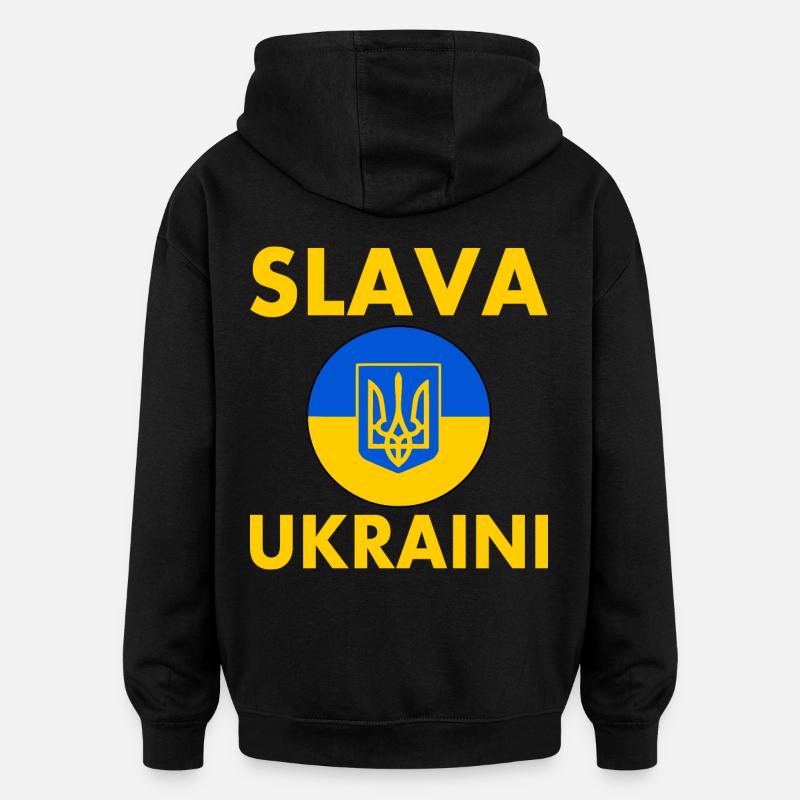Slava ukraini - Sweat à capuche oversize unisexe - noir