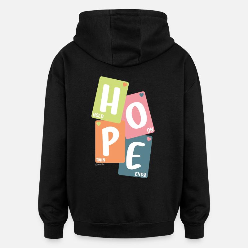 Espoir - Sweat à capuche oversize unisexe - noir