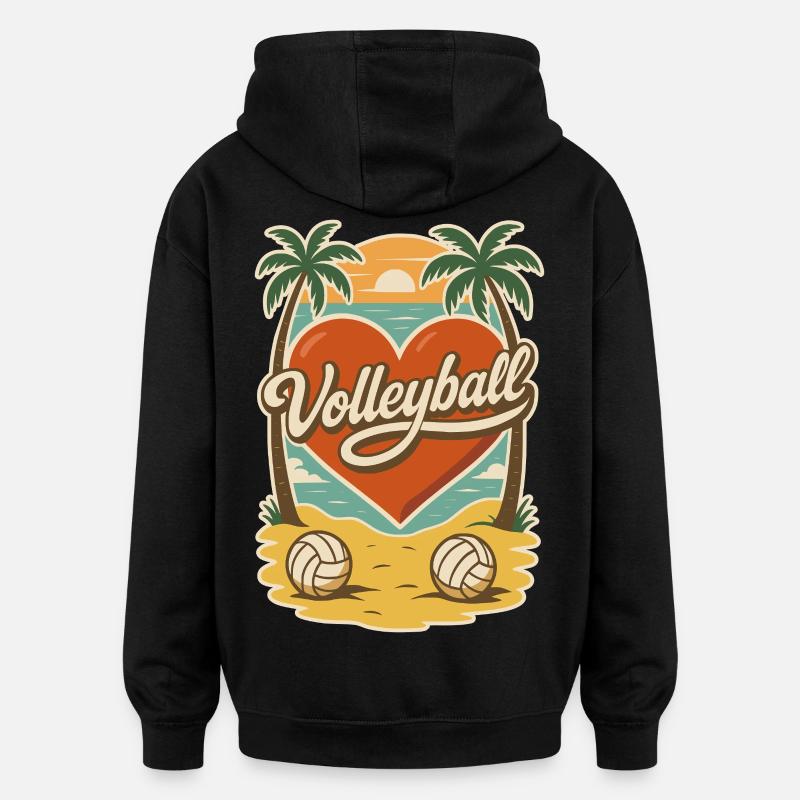 Volley-ball Beach Heart - Sweat à capuche oversize unisexe - noir