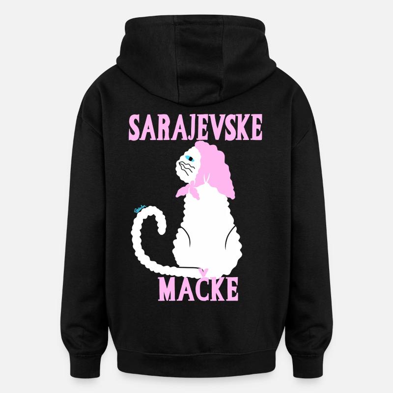 Chat pastel Sarajevo - Sweat à capuche oversize unisexe - noir