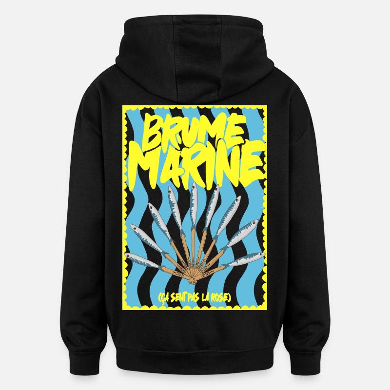 Brume Marine et  éventaile de sardines - Sweat à capuche oversize unisexe - noir