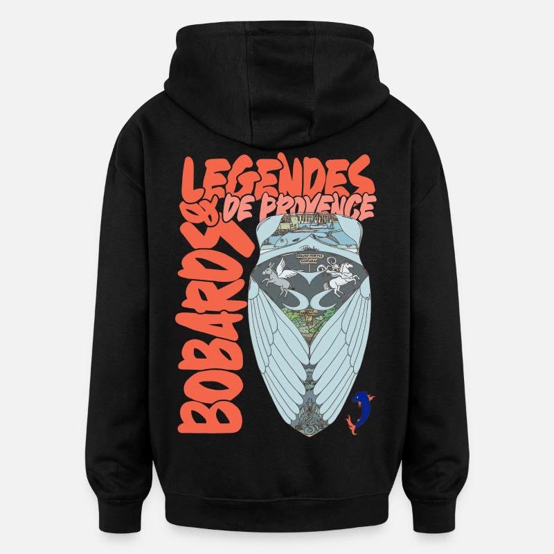 Légendes de Provence Cigale - Sweat à capuche oversize unisexe - noir