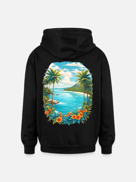 Caribbean Island - Oversized Unisex Hoodie - black