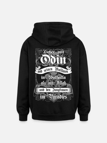 Mit Odin in Walhalla - Oversized Unisex Hoodie - Schwarz