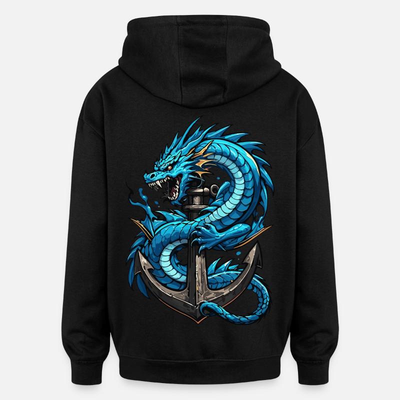 Dragon des mers - Sweat à capuche oversize unisexe - noir