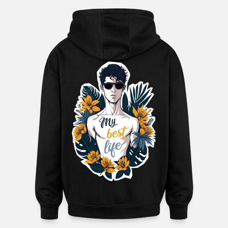 My best life - Sweat à capuche oversize unisexe - noir