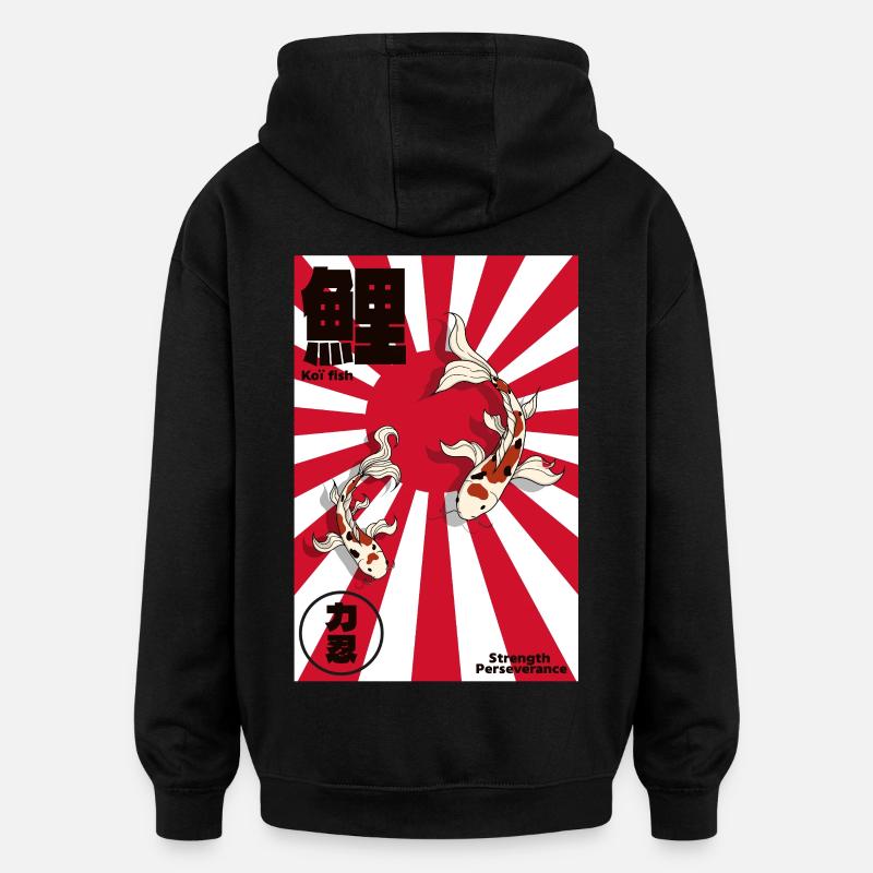 Koi Fish Art Japanese Style - Sweat à capuche oversize unisexe - noir