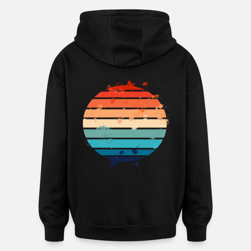 Éclaboussures Rétro Coucher de Soleil - Sweat à capuche oversize unisexe - noir