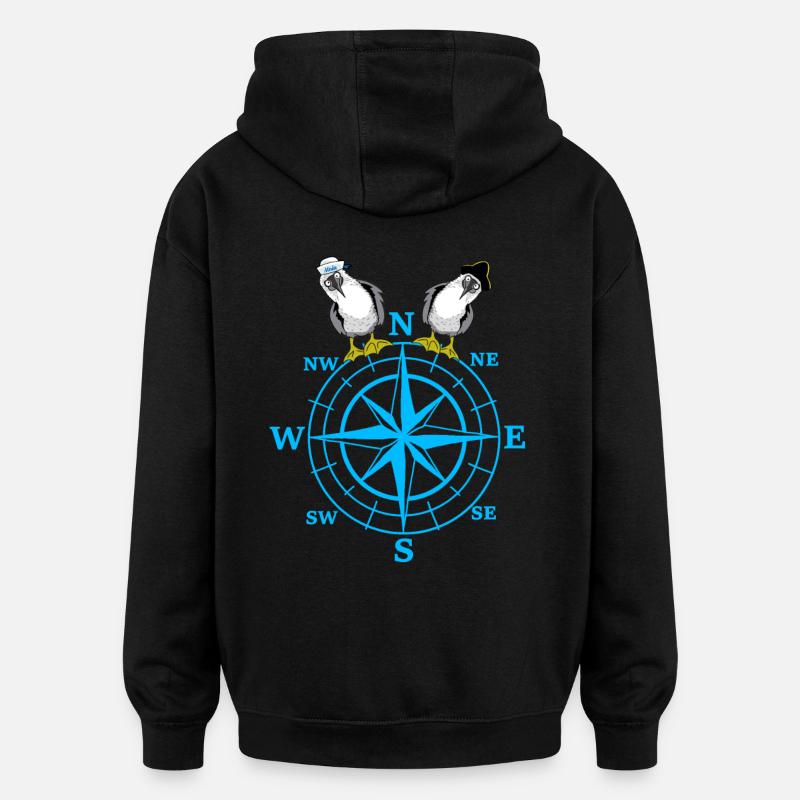boussole maritime Seagulls Seagull - Sweat à capuche oversize unisexe - noir