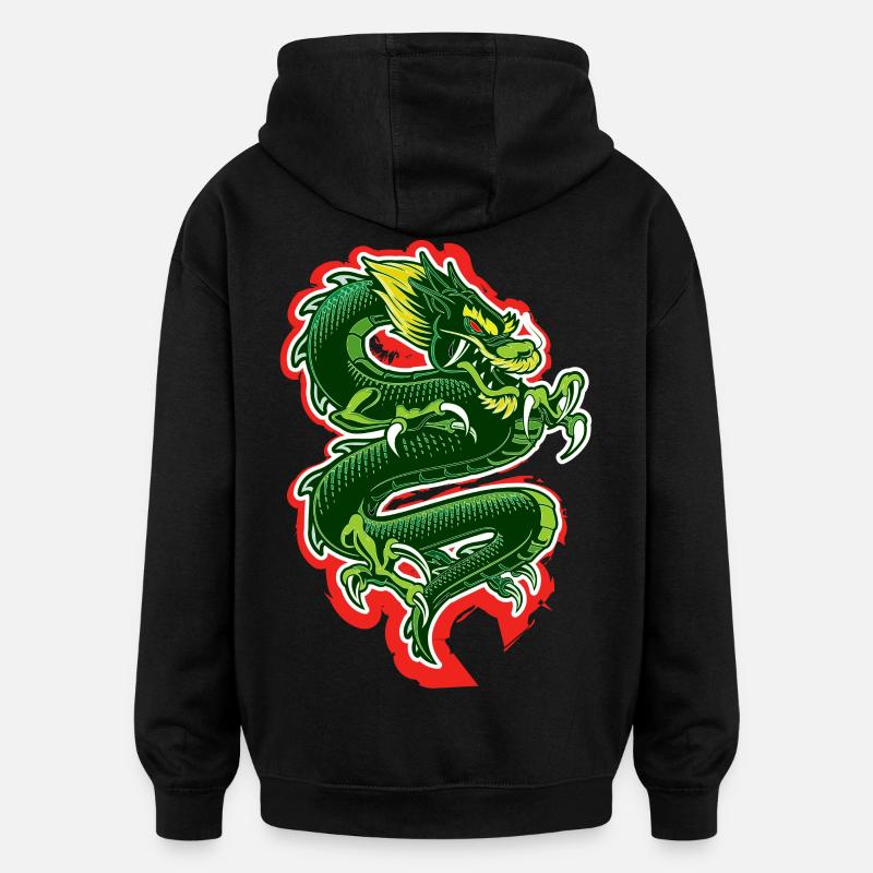 Dragon - Sweat à capuche oversize unisexe - noir