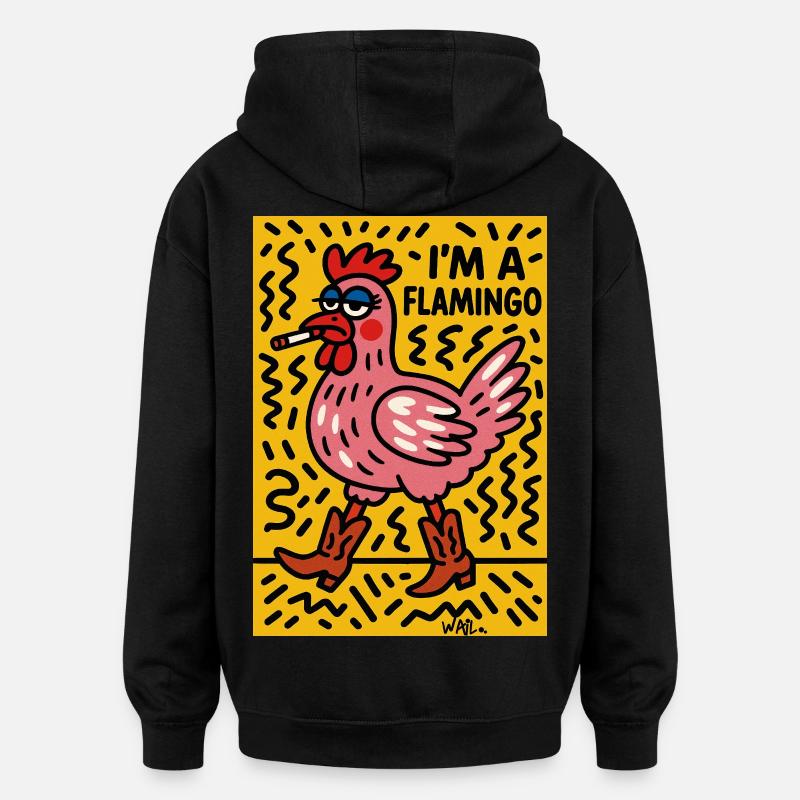Ich bin ein Flamingo - Oversized Unisex Hoodie - Schwarz
