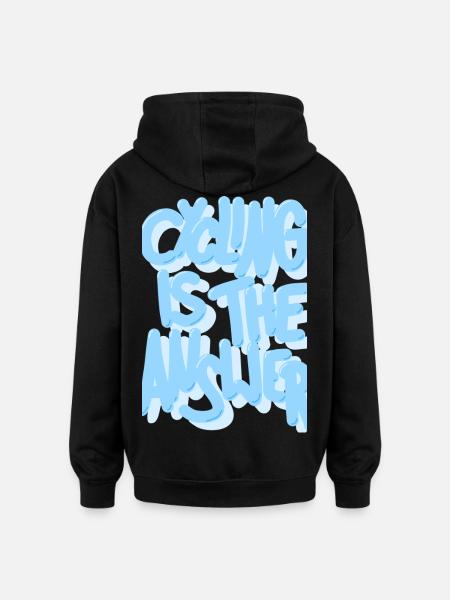 Cycling_is_the_answer_babyblau - Oversized Unisex Hoodie - black