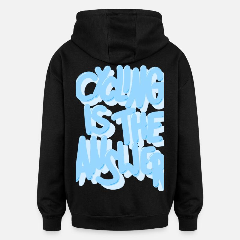 Cycling_is_the_answer_babyblau - Sweat à capuche oversize unisexe - noir