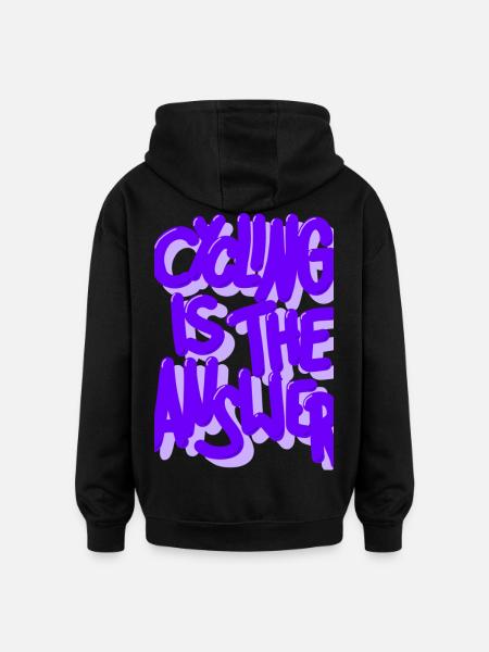 Cycling is the answer purple - Oversized Unisex Hoodie - black