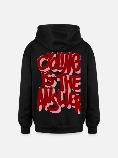 Cycling is the answer burgundy - Oversized Unisex Hoodie - black