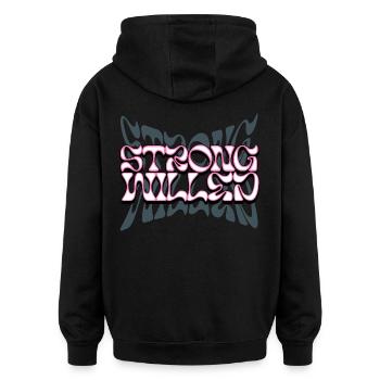 Willensstark - Oversized Unisex Hoodie - Schwarz - Hinten - Noah (186cm)