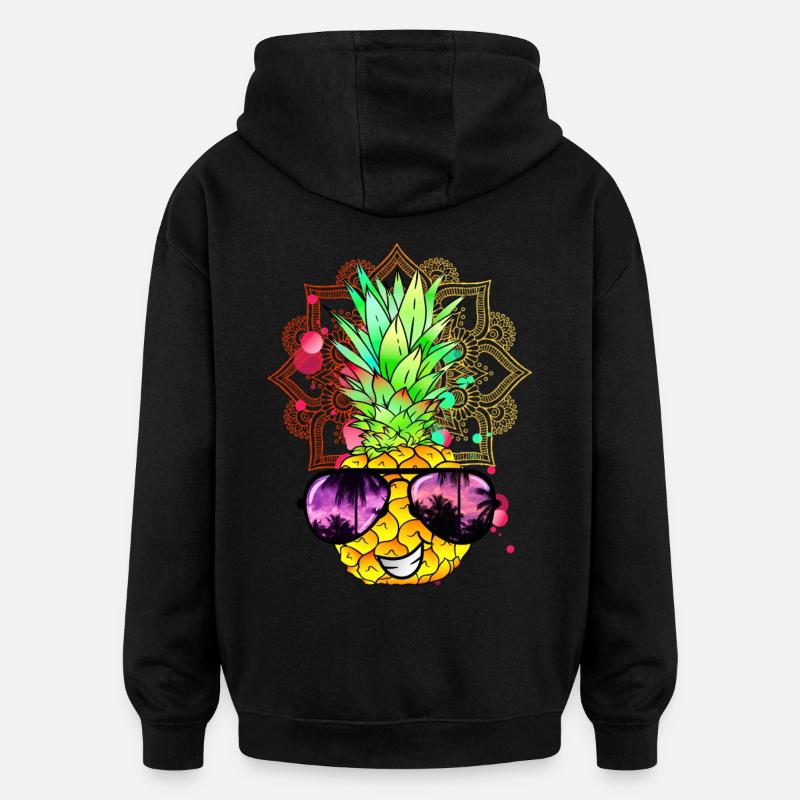 Mandala à l’ananas - Sweat à capuche oversize unisexe - noir