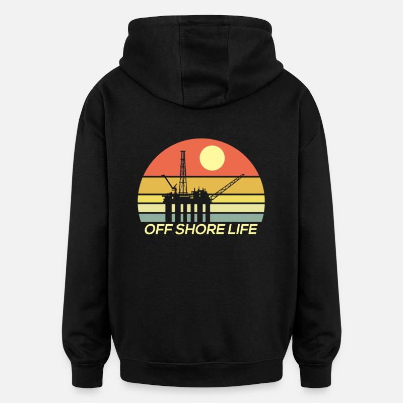 Vie offshore - Sweat à capuche oversize unisexe - noir