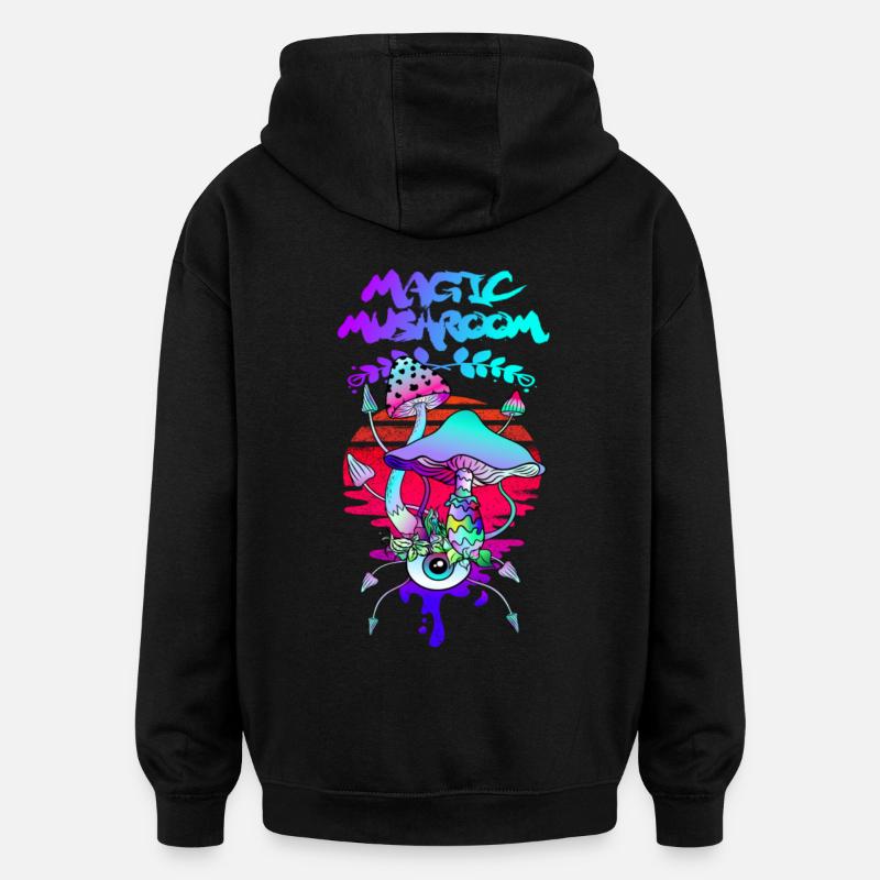 Magic Mushrooms Psychedelic Sunset - Oversized Unisex Hoodie - black