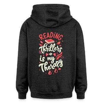 Reading Thrillers Is My Therapy - Oversized Unisex Hoodie - Anthrazit - Hinten - Noah (186cm)