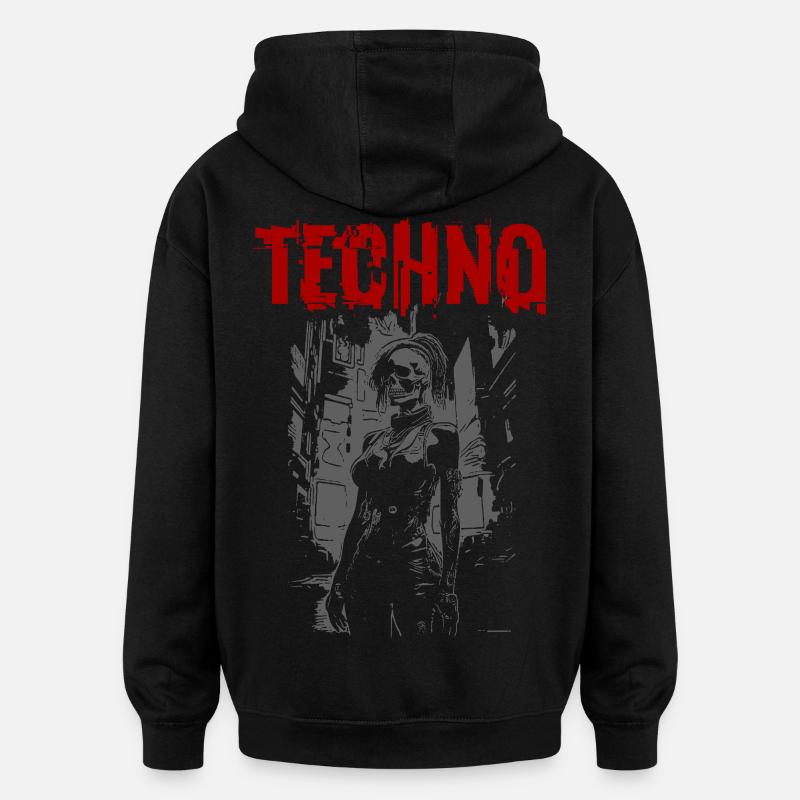 Techno - Oversized Unisex Hoodie - black