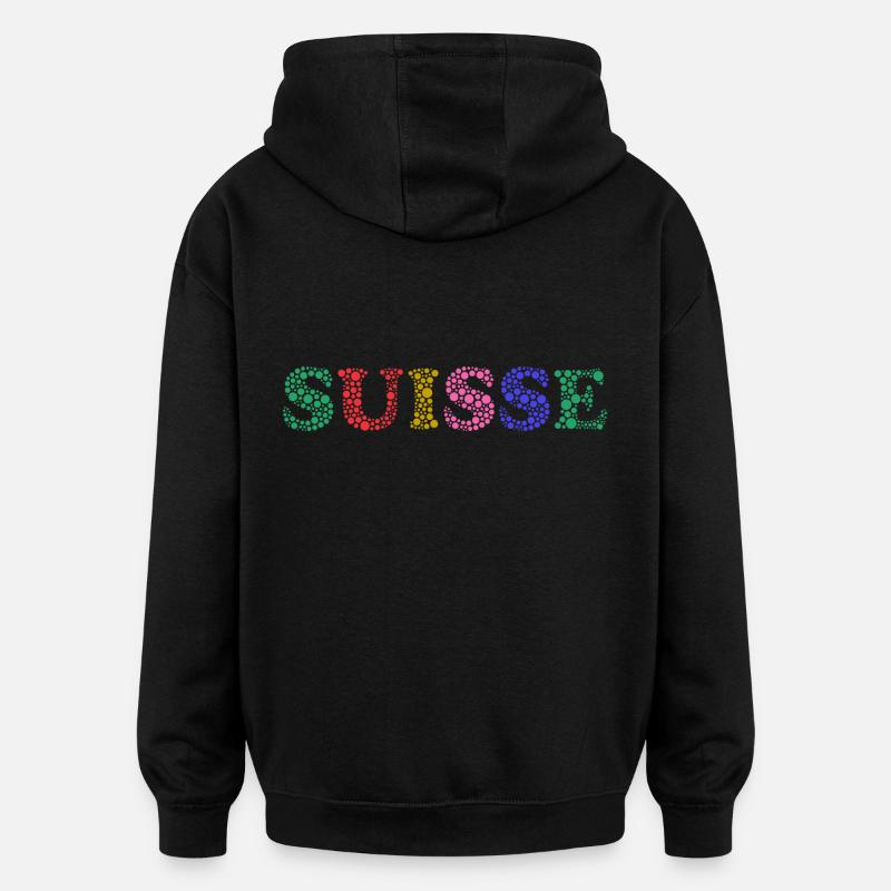 SUISSE. PAYS - Sweat à capuche oversize unisexe - noir