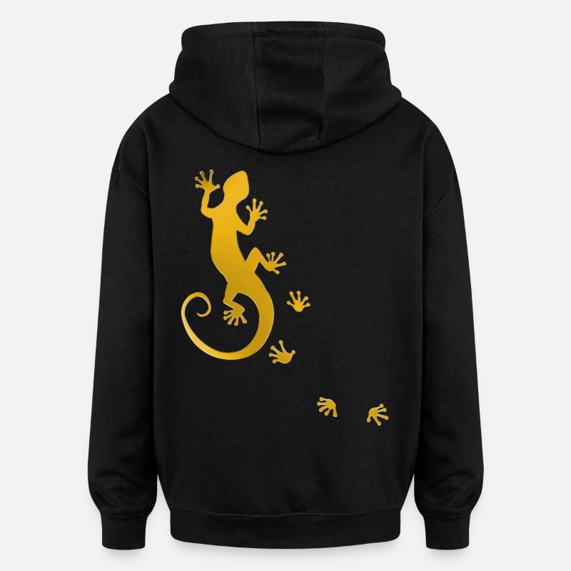 running gecko gold - Oversized Unisex Hoodie - black