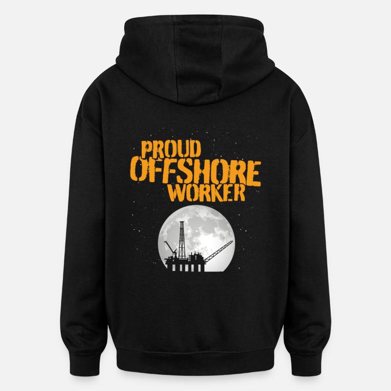 Fier travailleur offshore - Sweat à capuche oversize unisexe - noir