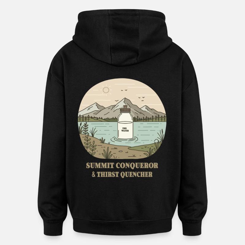 Randonneurs au sommet et désaltérants - Sweat à capuche oversize unisexe - noir