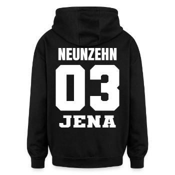 1903 JENA Arrière Imprimer - Sweat à capuche oversize unisexe - noir - Dos - Noah (186cm)
