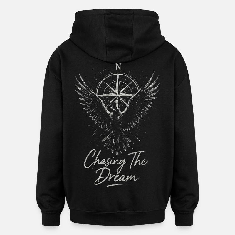 Dream Hunt Compass Wing - Oversized Unisex Hoodie - black