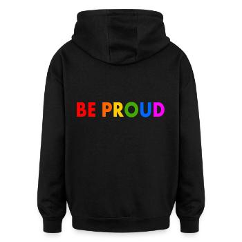 Be proud - Oversized Unisex Hoodie - Schwarz - Hinten - Noah (186cm)